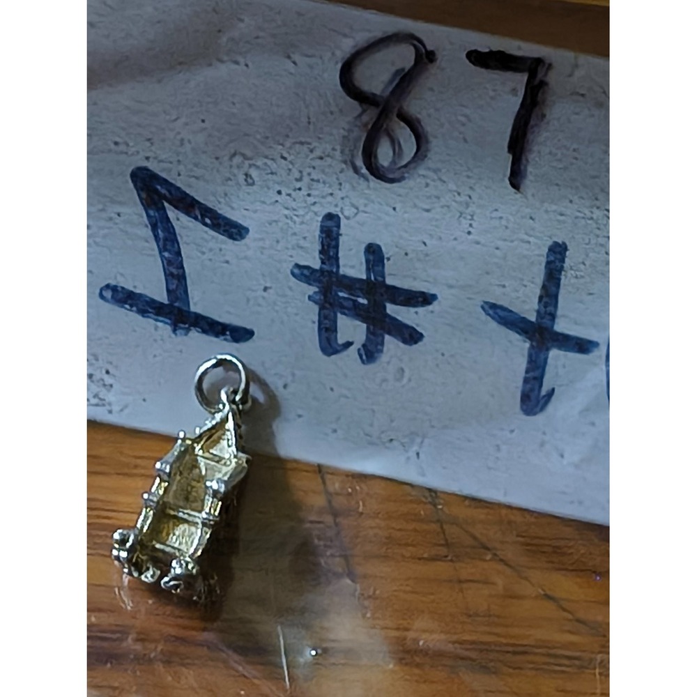Vintage 925 Sedan Chair Palanquin 3D Charm Pendant Gold Tone Bracelet Litter S